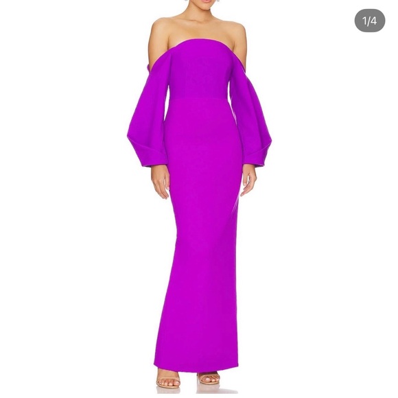 Elegant Purple Off-Shoulder Gown
